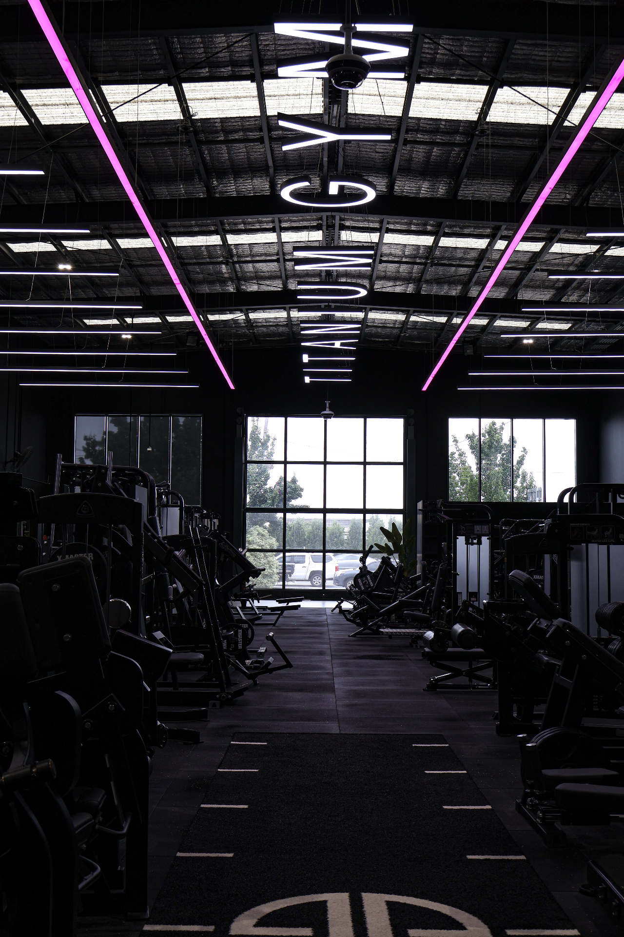 Training floor under signature lighting