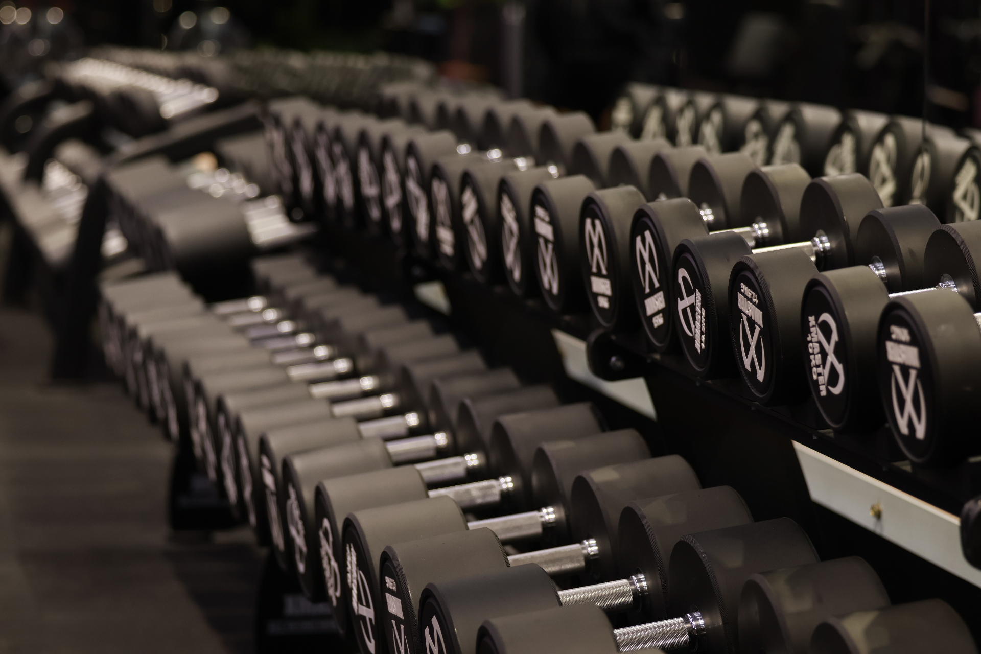Premium dumbbell rack at Titanium Gym